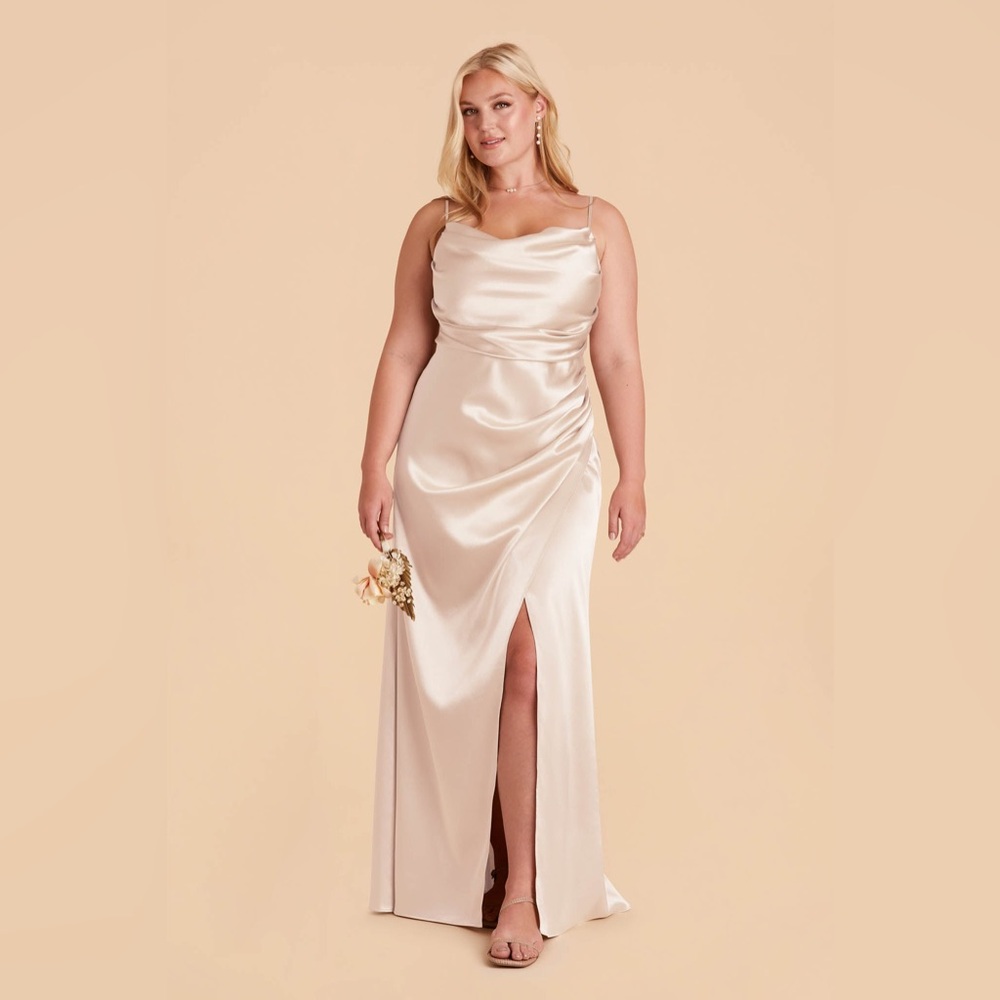 Buddy Grey Lydia Dress Shiny Satin Champagne size Medium (NWT) - Picture 2 of 3